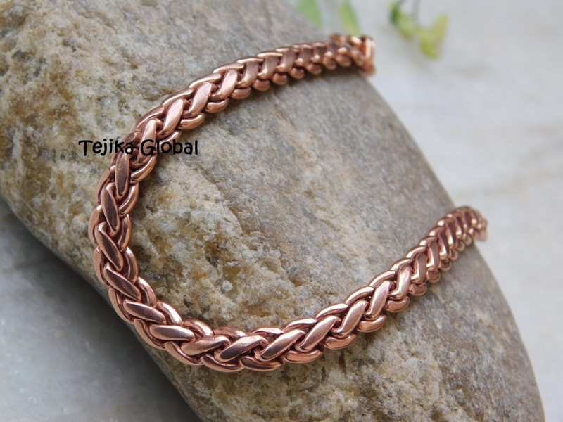 Pure Solid Copper Bracelet Arthritis Antique Chain Link Rider 6 mm Bracelet, gallery