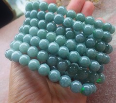 1 Pcs Green Natural A JADE Jadeite Beads Bangle Bracelet 7 inches 9 mm 手链 733770