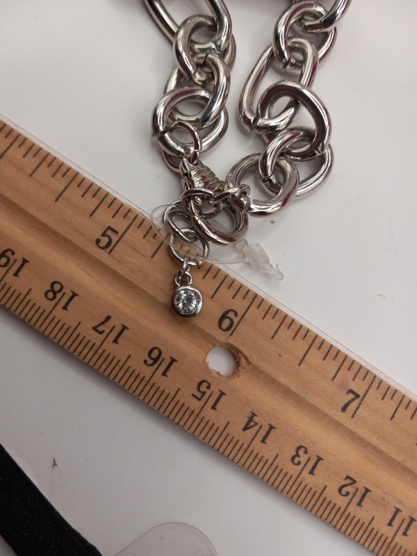 Rhodium Tone Bracelet With Cubic Zirconias Adjustable Bracelet 8-9in gallery