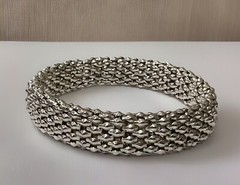 Polished Popcorn Stretch Bangle Bracelet Vintage Retro Stainless Steel