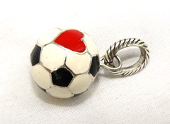 New Brighton Soccer Ball White Black Red Heart Charm Pendant