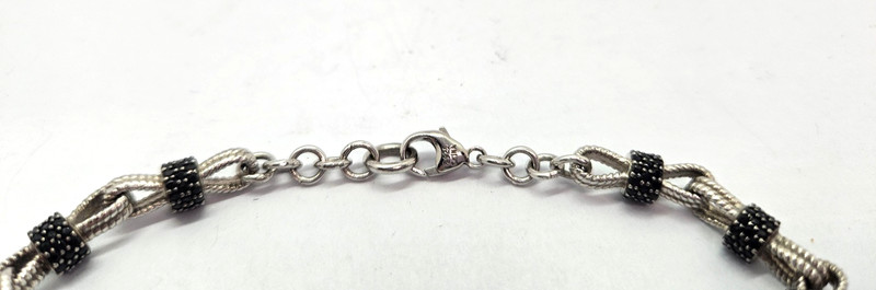 QVC BLACK SPINEL Pave Set & Sterling Silver Bracelet Bow Tie Links 8" adj. gallery