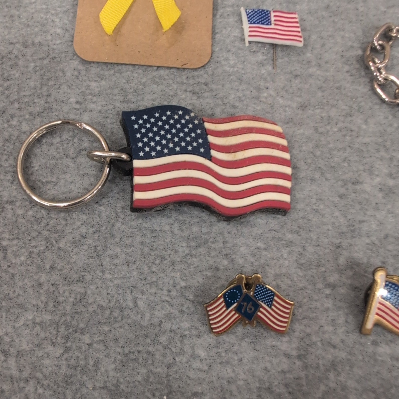 Patriotic Lot: American Flag Keychain Bracelet Pins Lot 4th of July Memorial Day gallery