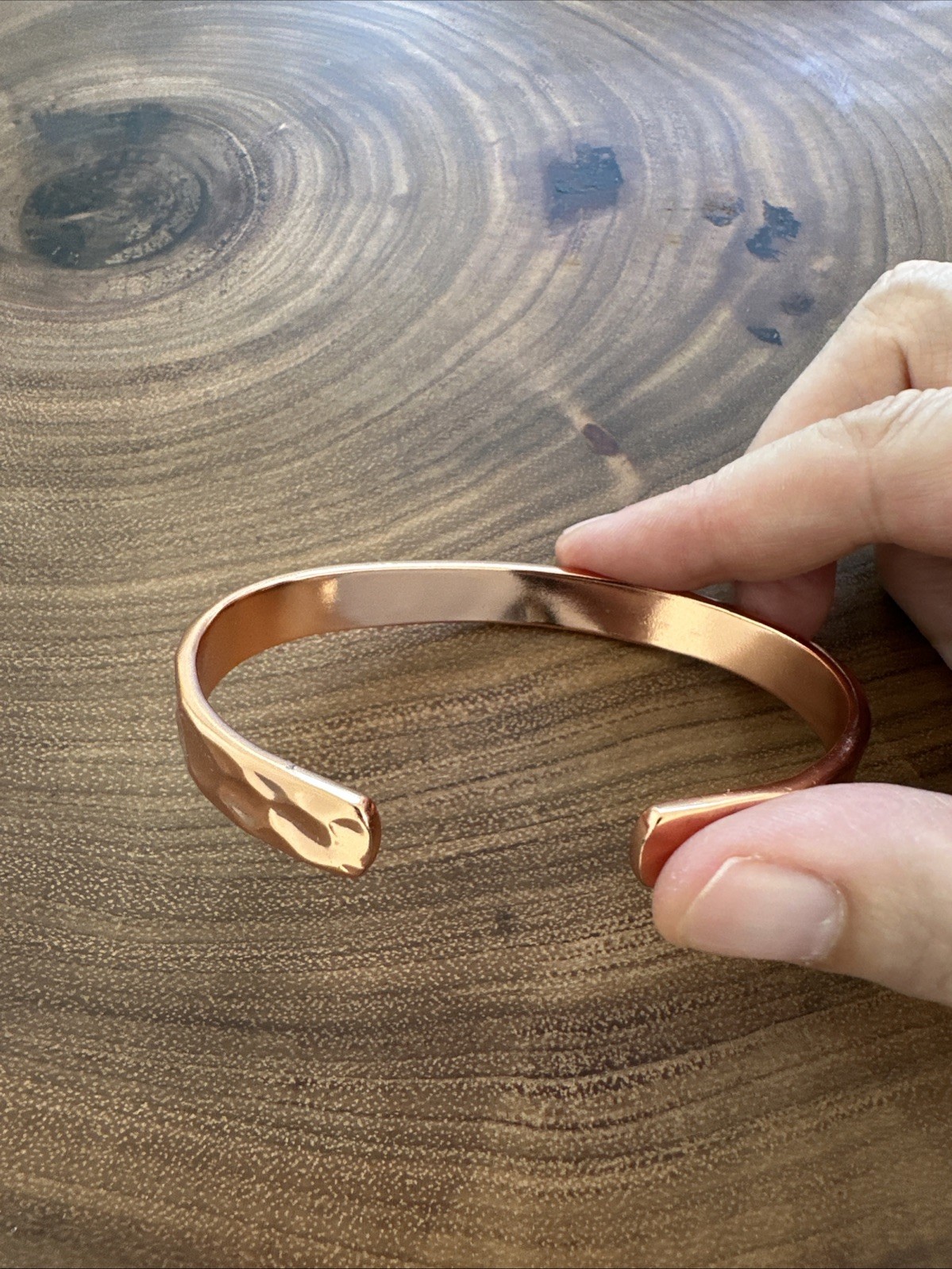 Hammered Solid Pure Copper Magnetic Cuff - Arthritis Therapy Adjustable Bracelet gallery