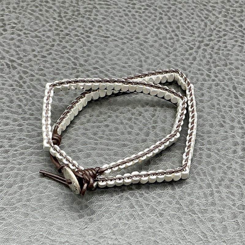 Stella & Dot Silver Bead & Rainbow Cord Friendship Bracelet Set Adjustable gallery