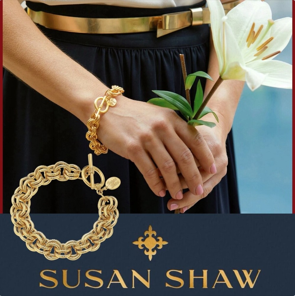 Susan Shaw Jewelry Double Link Chain Bracelet 24k TPG