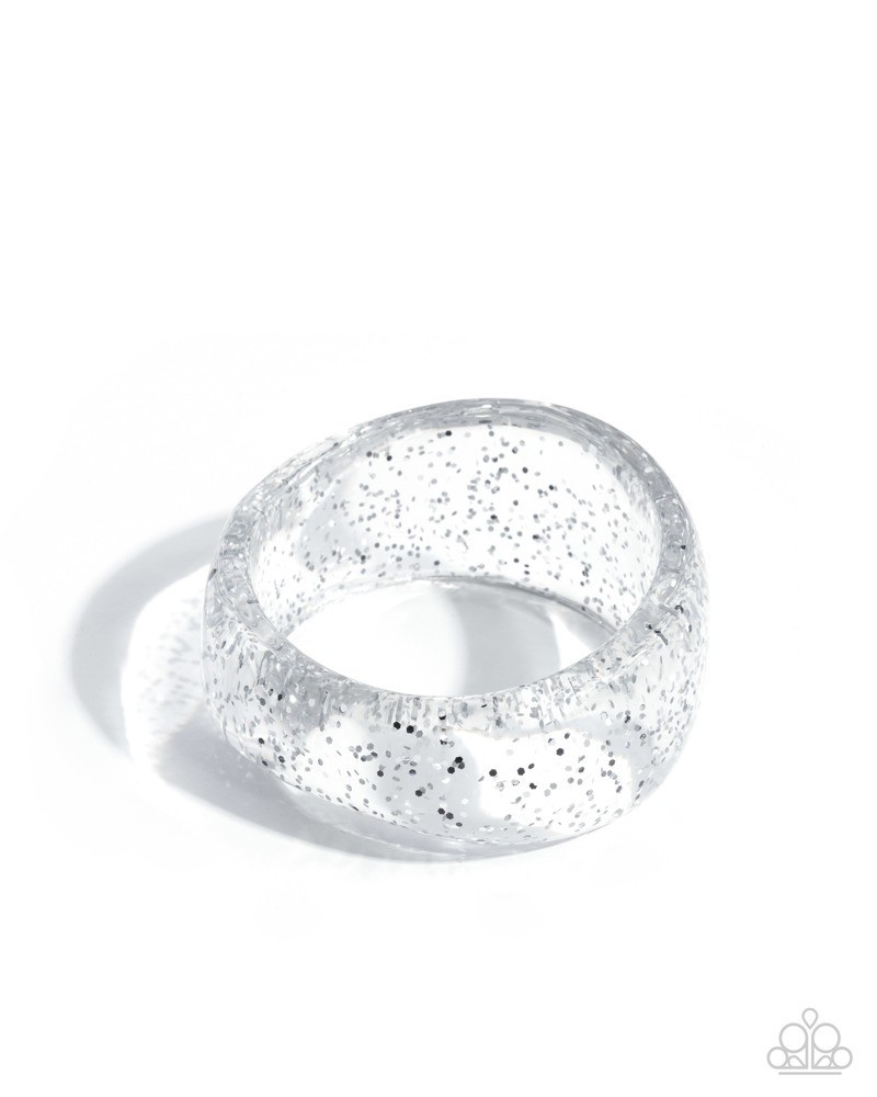 Paparazzi Mystical Mobility - Silver - Silver Glittery , Transparent Bangle gallery
