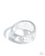 Paparazzi Mystical Mobility – Silver – Silver Glittery , Transparent Bangle