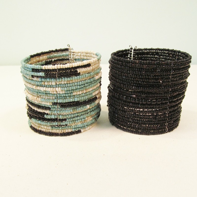 12 PC Handmade WIDE Bali Beaded Darker and Bright Cuff Bracelet WHOLESALE LOT gallery