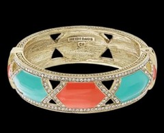 HEIDI DAUS Divine Diamond Enamel Crystal Bangle Bracelet-7″-Coral Turquoise
