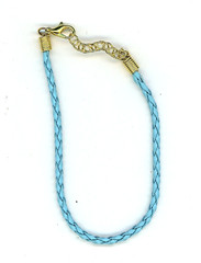 Bracelet Braided Leather Turquoise Blue Color 9″ – 7 1/2″ Long B5-B7