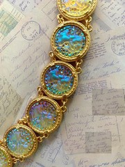 Iridescent Portrait Link Bracelet | Aurora Borealis Rhinestone Toggle Bracelet