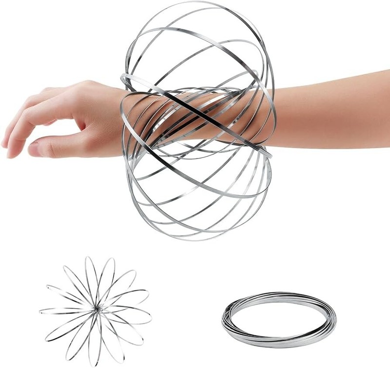 2 PCS Flow Ring Spinner Ring Arm - Stainless Steel Spring Metal Sensory Rings gallery