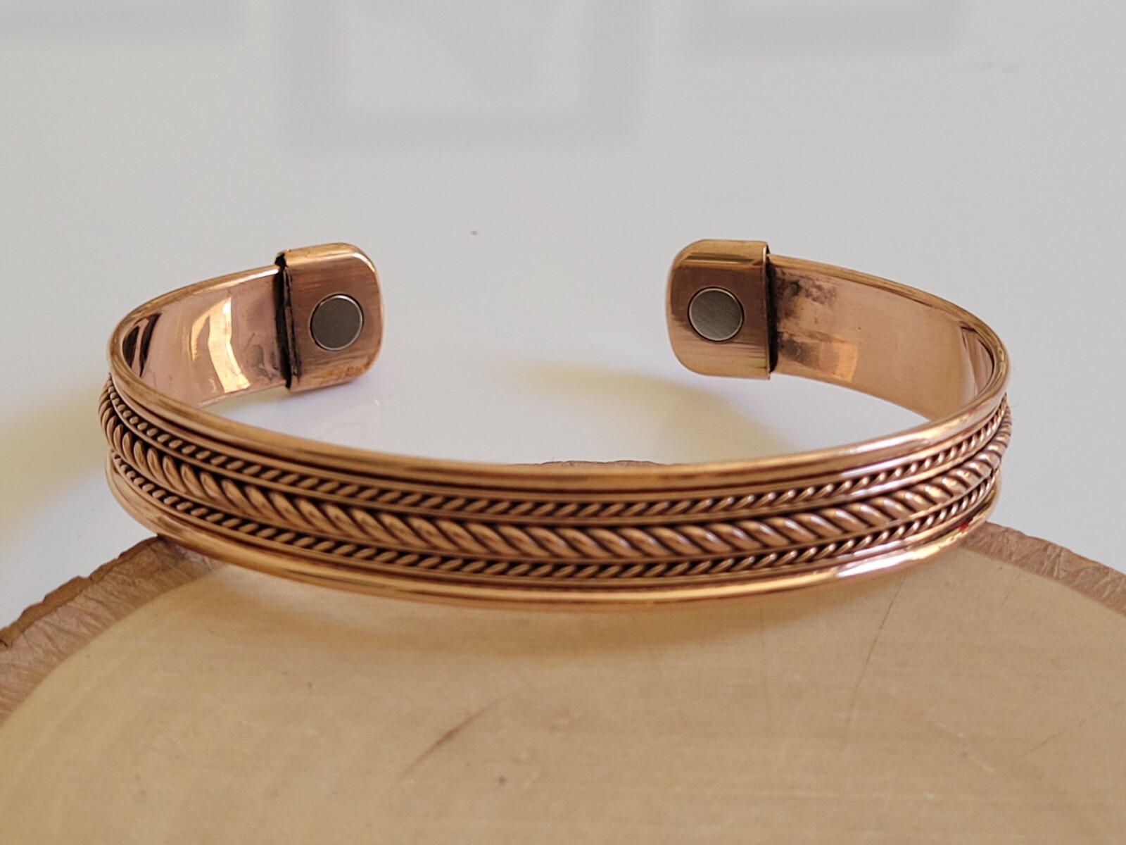 Pure Copper Magnetic Bracelet Solid Copper Arthritis Therapy Cuff Bangle Dome gallery