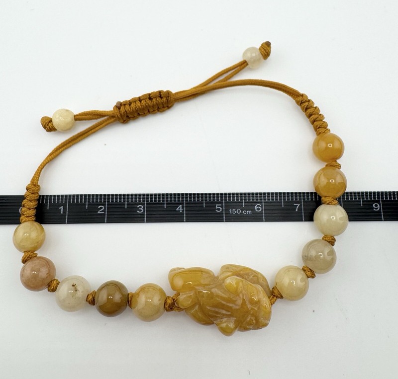 Yellow Jade String Bracelet Pi Xiu Yao Xie Dragon Feng Shui Fortune Luck Power gallery