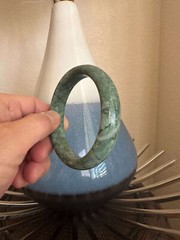 Gorgeous Dark Green Jade Bangle Bracelet Taiwanese Jade Nephrite Grade A 62 mm
