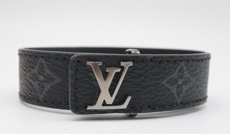 Louis Vuitton Monogram Eclipse Lv Slim Canvas Bracelet Size 21 MINT gallery