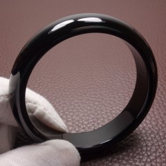 58mm Chinese Natural Black Agate Chalcedony Jade Bangle Bracelet Y0001