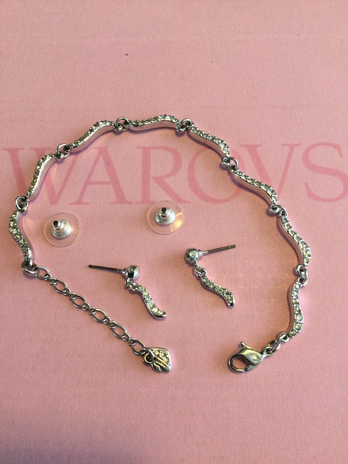 Genuine Signed Swarovski RIVIERE Crystal Bracelet and Earrings Set gallery