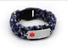 Paracord Medical ID Survival Bracelet with Color emblem Free medical wallet Card