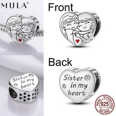 MULA 2026 European 925 Silver DIY Charm Enamel Sisters’ Heart For Women Bracelet