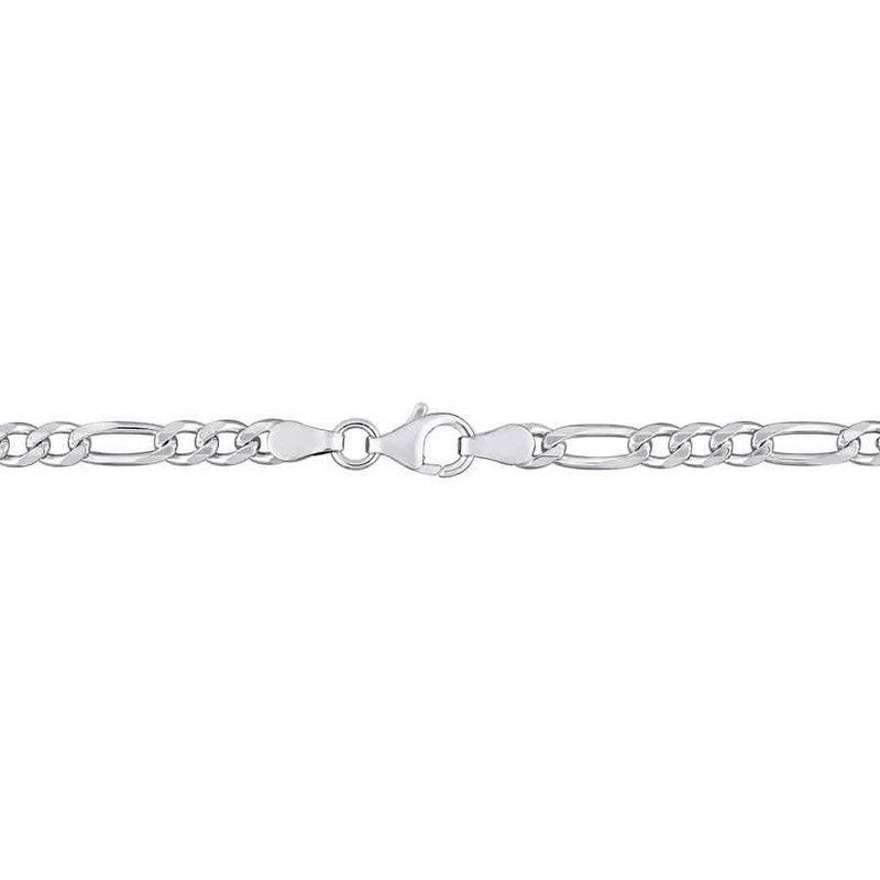 AMOUR 3.8mm Flat Figaro Chain Bracelet In Sterling Silver, 9 In gallery