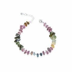 Watermelon Tourmaline Bracelet with Silver Plated Clasp 7.5″ Length