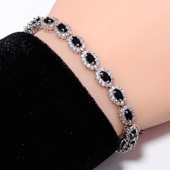 Black Onyx, CZ 925 Sterling Silver Adjustable Bracelet 7-8″ B129920