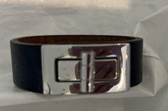 Mark and Graham Leather Turnlock bracelet blue mono SCB New wo tag
