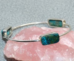 Classy Chrysocolla 925 Silver Plated Bangle 2.6″ Unique Jewelry Trendy JW