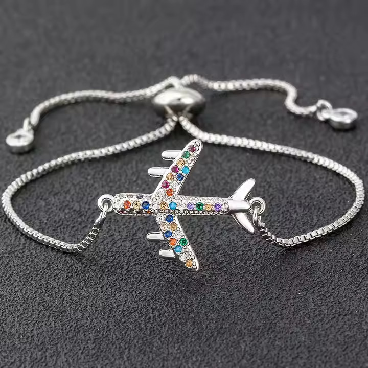 Fashion Women Silver plated Wrist Chain Exquisite Airplane Bracelet gallery