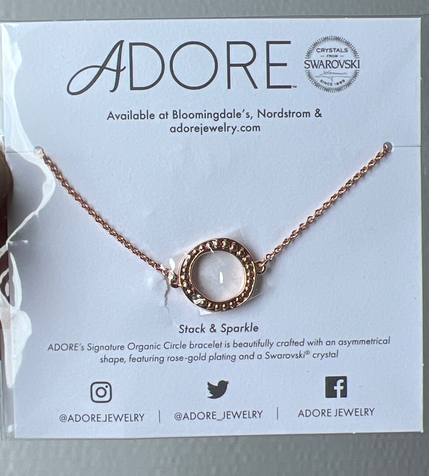 NEW Adore by Swarovski - Fab Fit Fun Organic Stackable Circle Bracelet Rose Gold gallery