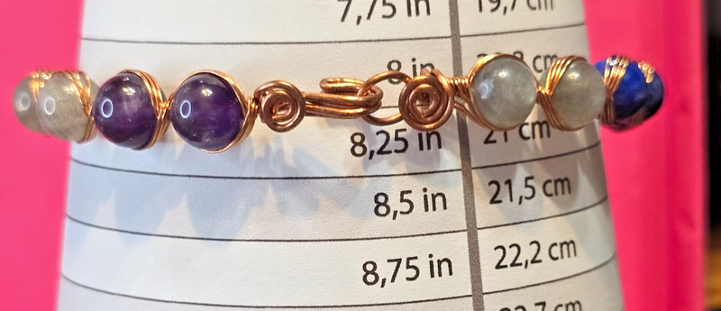 Copper Wire Wrap & Multi Gem Combination Third Eye Charged Gemstone Bracelet gallery