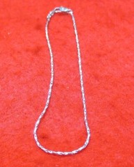 8″ 14KT WHITE GOLD PLATED 1mm SPARKLING TWISTED COBRA CHAIN BRACELET