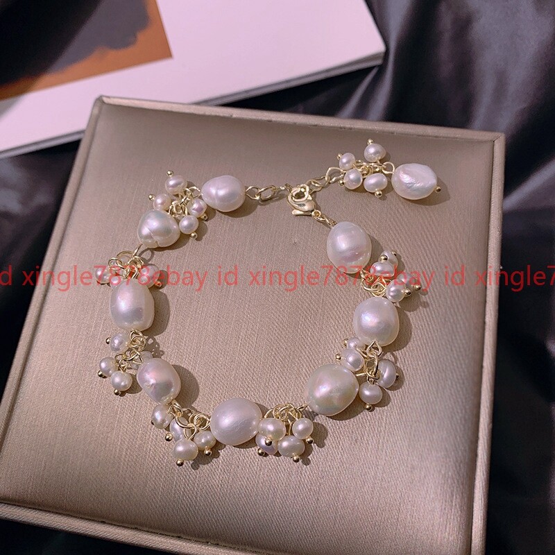 Genuine Natural 11-12mm White Freshwater Baroque Pearl Beads Bracelet 6-9'' gallery