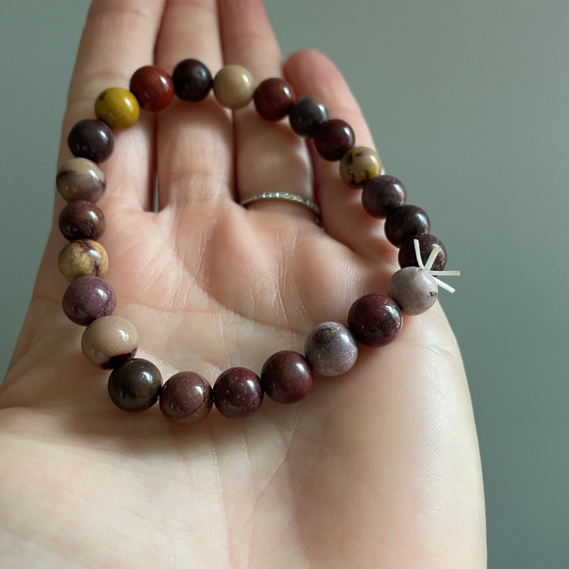 Stone Beaded Stretch Bracelet Purple Brown Power Beads Chunky Early 2000s gallery