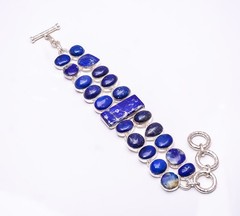 Natural Lapis Lazuli 925 Sterling Silver Bracelet 7.99″ B1, Christmas Gift