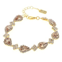 Gold Tone Metal Crystal Rhinestone Lobster Claw Bracelet B8785-GSA