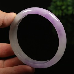 62mm White Lavender Purple Jadeite Jade Bangle Bracelet Burma Jade A-12903