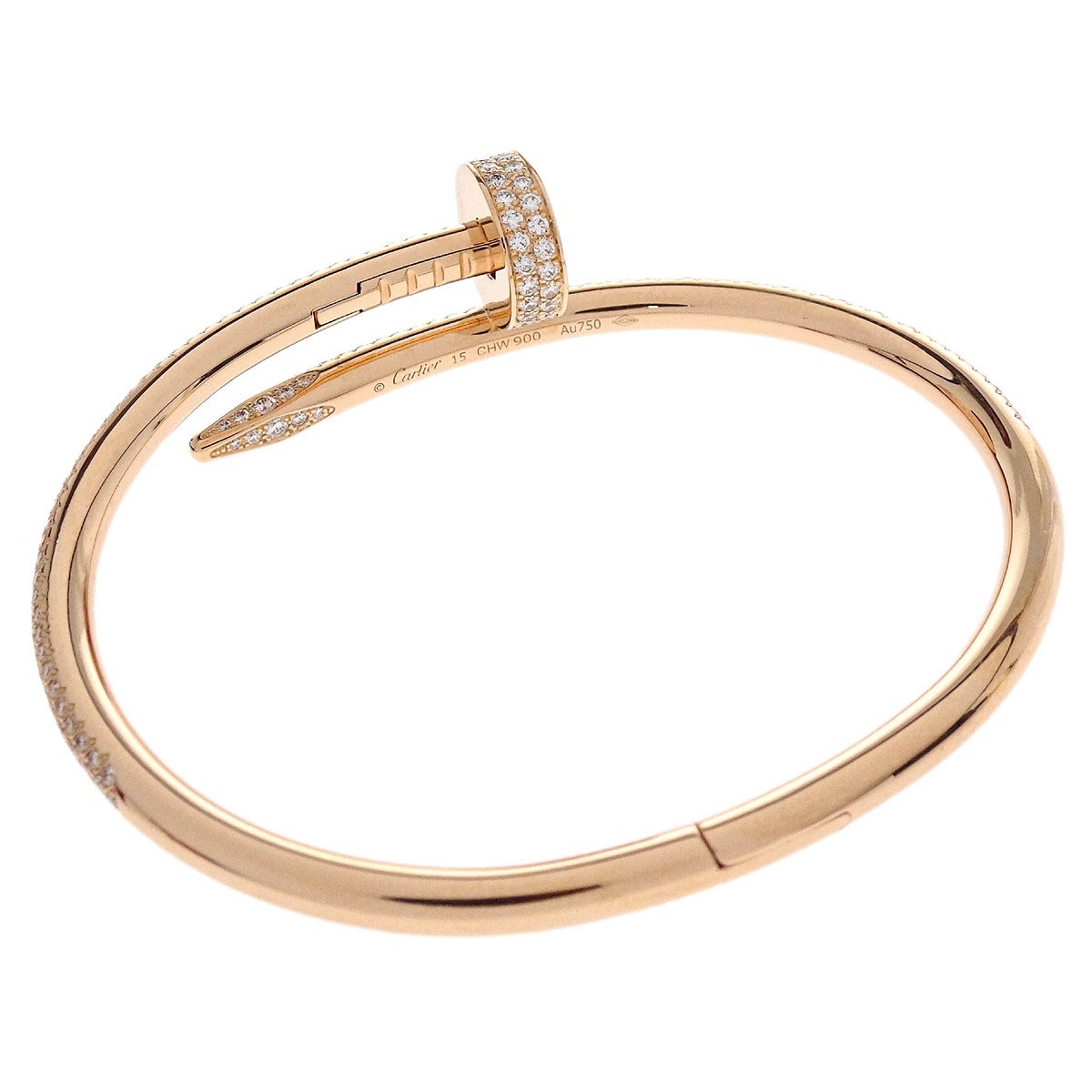 Cartier Juste Un Clou Semi Pave Bracelet #15 CHW900 Au750 Diamond Jewelry 177992 gallery
