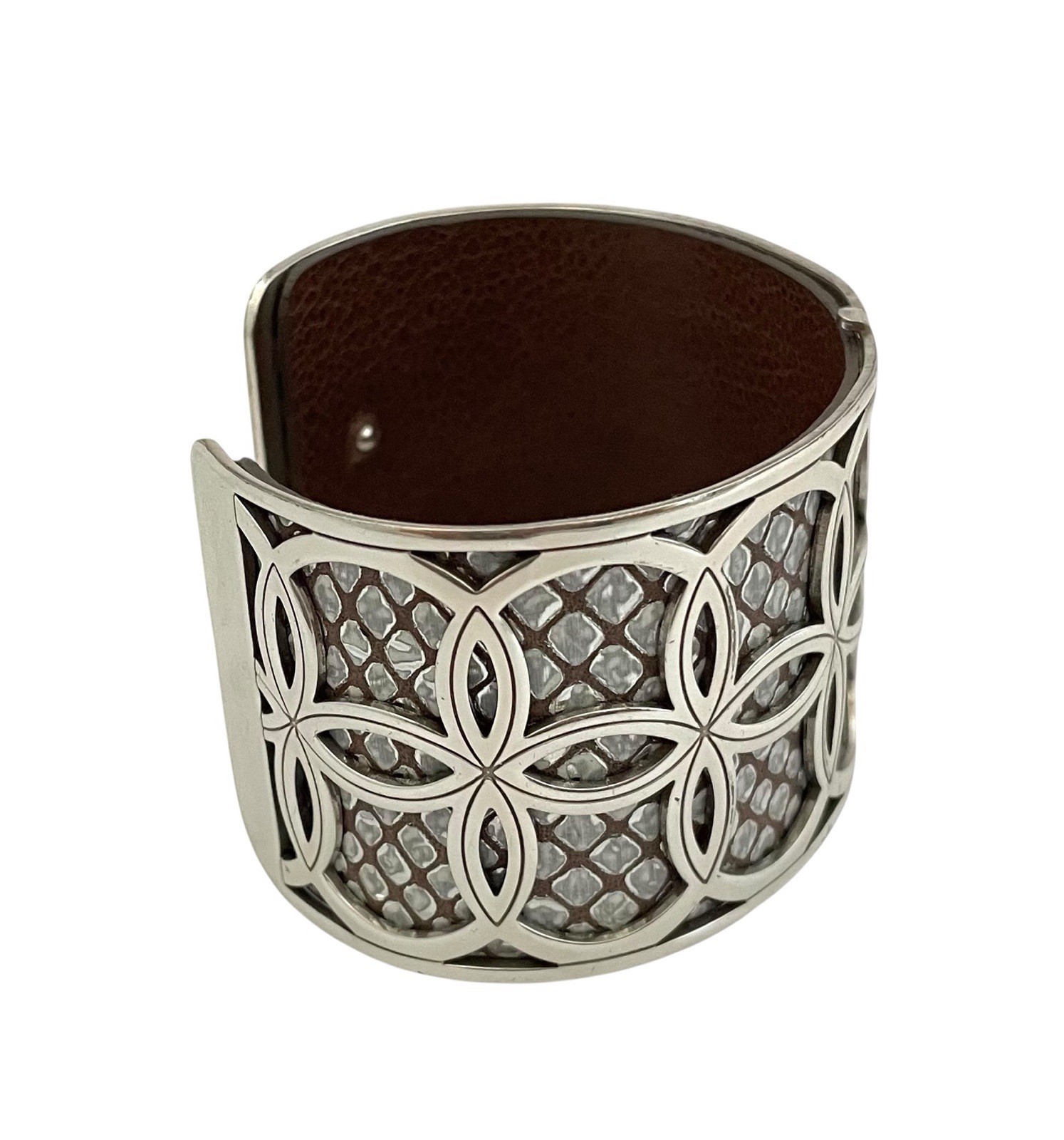 Brighton Bracelet Christo NYC Wide Cuff Silver. Silver Leather Insert MSRP $70+ gallery
