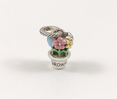 Brighton Flower Pot Silver Colorful Enamel Garden Pendant Charm. #882