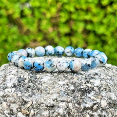 Natural K2 Azurite Elastic Stretch Bracelet – 8mm Round Healing Gemstone Beads