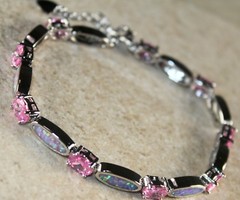 Silver Elegant Pink Fire Opal & Pink Kunzite Bracelet WB20505