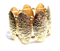 PRETTY Large Wide Chunky Oval Textured Curved Link Elasticated BRACELET