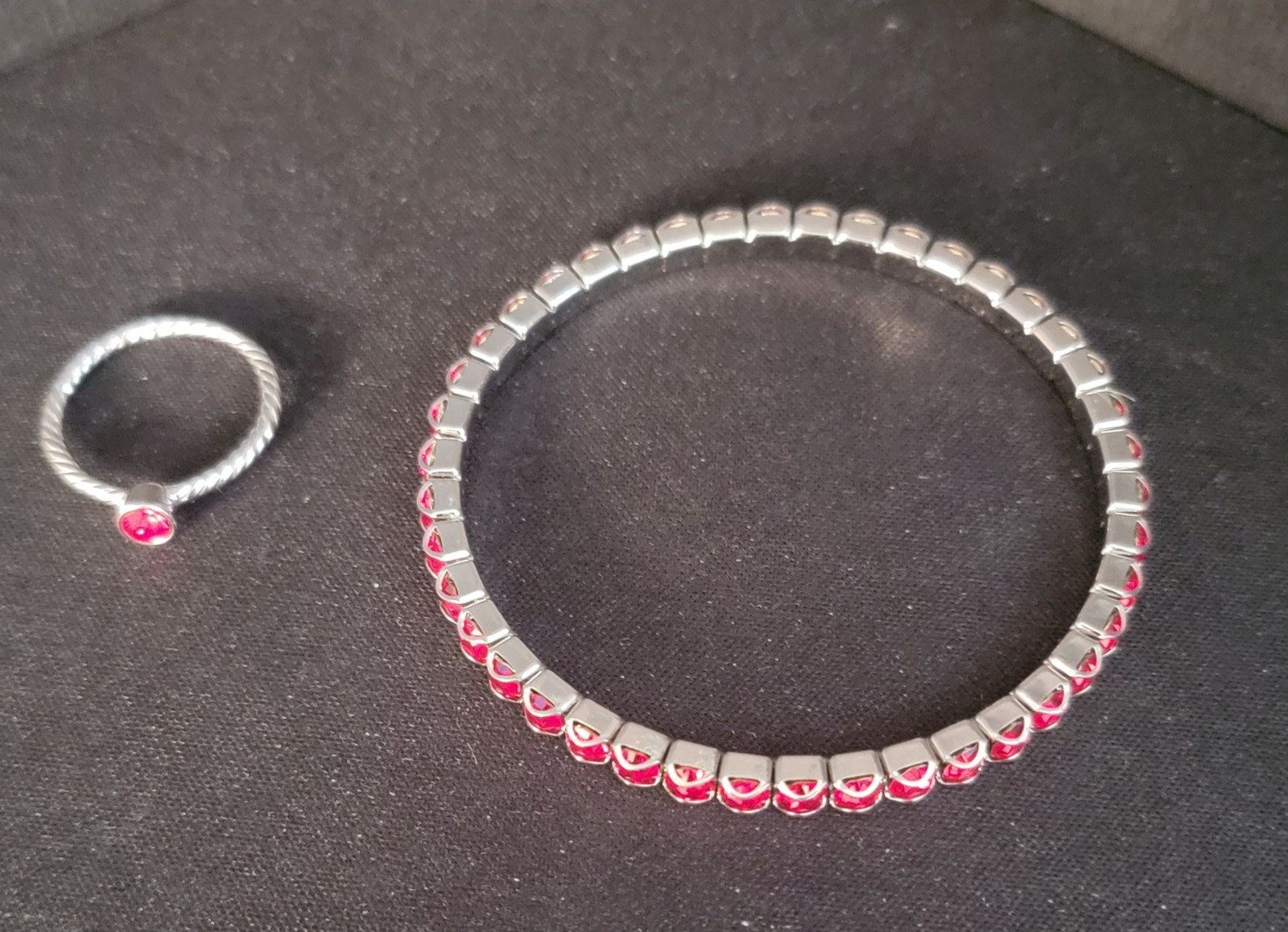 touchstone crystal july birthstone tennis style bracelet n ring set red gallery