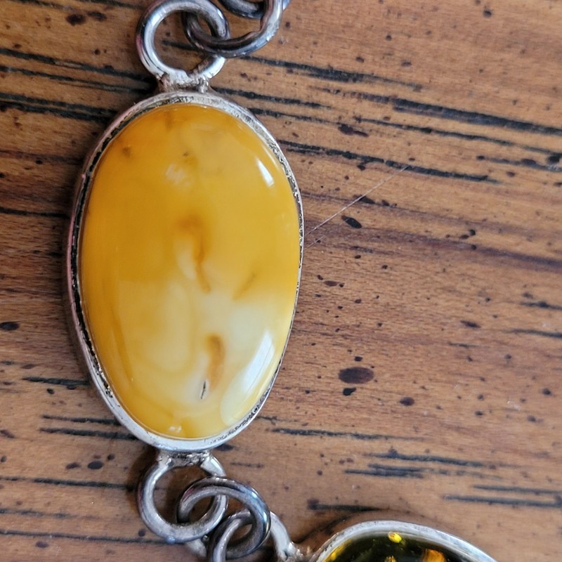 Three color Amber Baltic Amber, green, egg yolk 925 Bracelet gallery