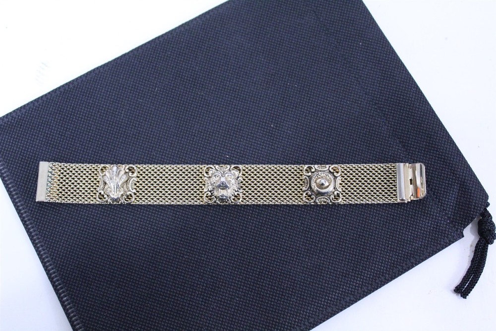 Bracelet 6 3/4" Gold-tone Alloy Bracelet Weave 3/4" wide Stamped Marino