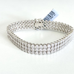 NWT 925 Sterling Silver 10.95 TCW Clear Simulated Diamond Bracelet 7.25″ $829