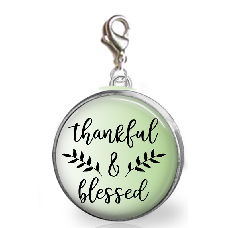 Thankful & Blessed Clip On Charm for Bracelet Zipper Pull Purse Charm Grateful gallery